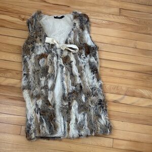 Rabbit Fur Vest with Belt